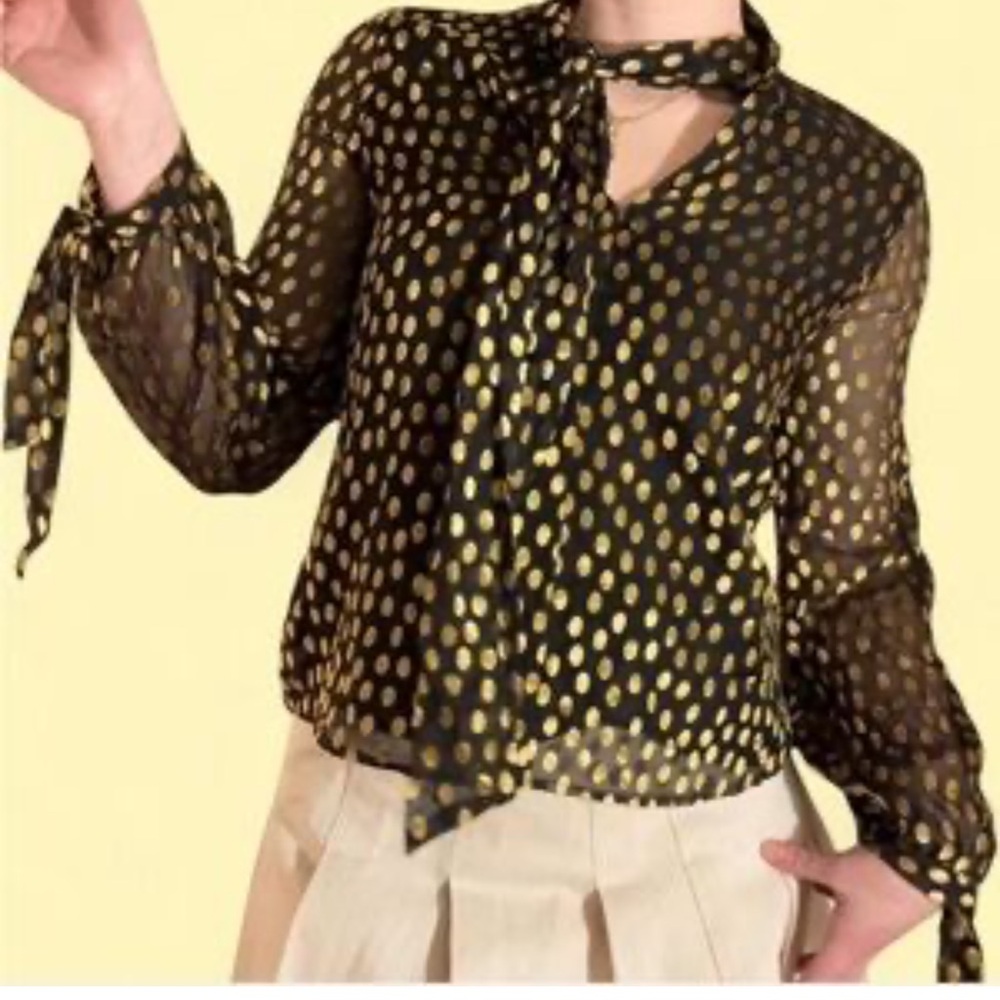 Express Black and Gold Polka Dot Women's Top